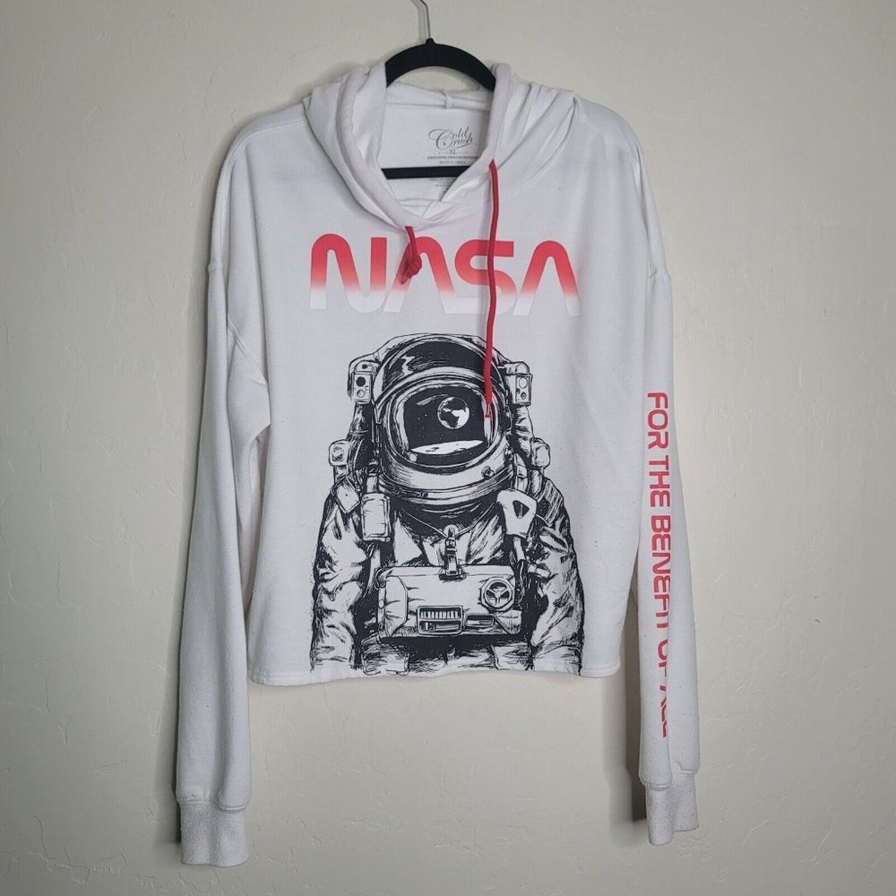 Cold Crush Size XL White NASA Graphic Pullover  Hooded Sweater Sweatshirt